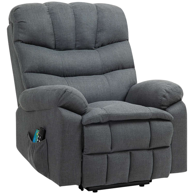 Elektrische relaxfauteuil met lift, massage, donkergrijze stof