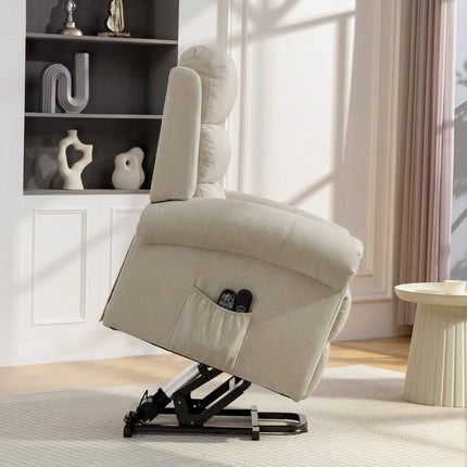 Electric Recliner Chair with Lift, Massage & Heat, Beige Linen