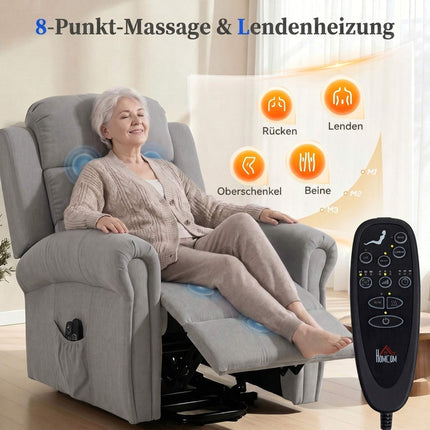 Electric Recliner Chair with Lift, Massage & Heat, Light Grey