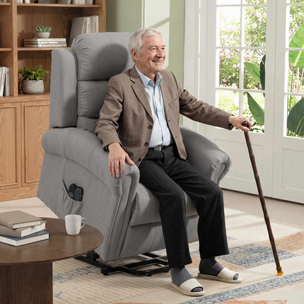 Electric Recliner Chair with Lift, Massage & Heat, Light Grey