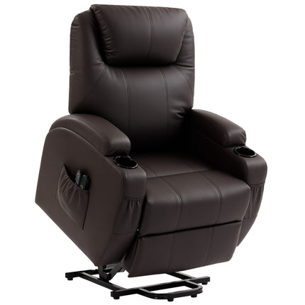 Electric Recliner Chair with Lift, Remote, Cup Holders, Brown
