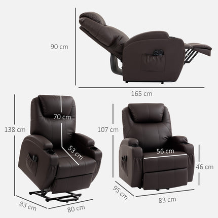 Electric Recliner Chair with Lift, Remote, Cup Holders, Brown