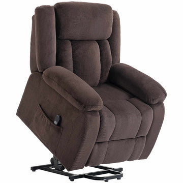 Electric Recliner Chair with Lift, USB, and Side Pockets, Brown