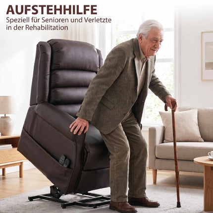 Electric Recliner Chair with Massage and Heat, Brown PU Leather