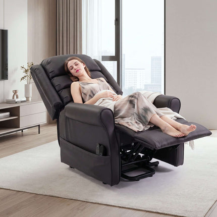 Electric Recliner Chair with Massage and Heat, Brown PU Leather
