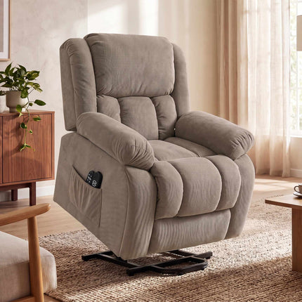 Electric Recliner Chair with Massage and Heat, Light Brown
