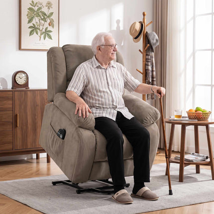 Electric Recliner Chair with Massage and Heat, Light Brown
