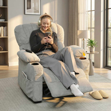 Electric Recliner Chair with USB, Memory Positions, Grey