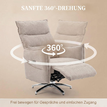 Electric Recliner Chair with USB Ports, Beige Linen Fabric