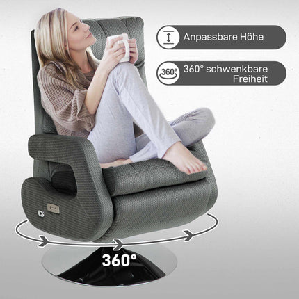 Electric Recliner Chair with USB, Velvet, Swivel, Grey