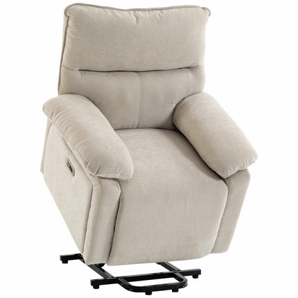 Electric Recliner with Massage & Heat, Cream Chenille Fabric