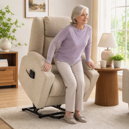 Electric Recliner with Massage & Heat, Cream Velvet