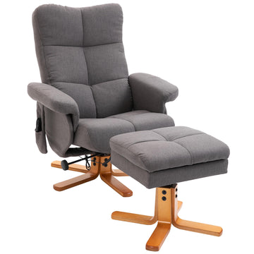 Electric Recliner with Massage, Ottoman Storage, Dark Grey