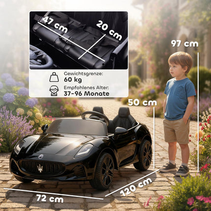 Electric Ride-On Car for Kids, 2-Seater, 12V, Remote, Black