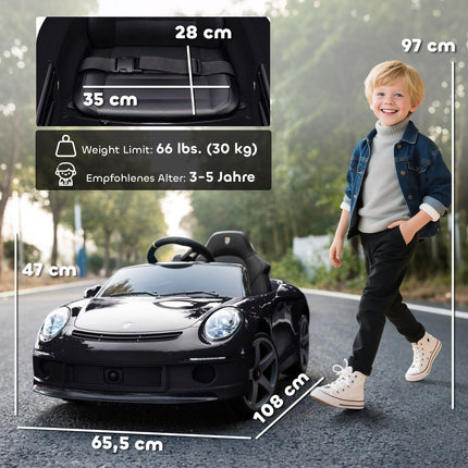 Electric Ride-On Car for Kids, Remote, Music, Black