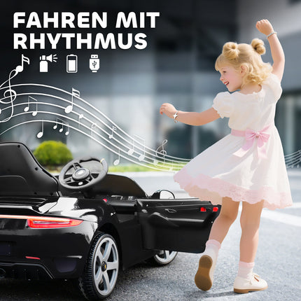 Electric Ride-On Car for Kids, Remote, Music, Black