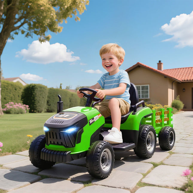 Electric Ride-On Tractor with Remote, Ages 3-8, Green