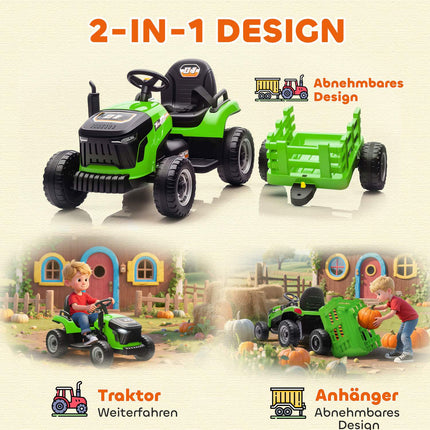 Electric Ride-On Tractor with Remote, Ages 3-8, Green