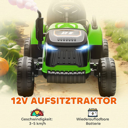 Electric Ride-On Tractor with Remote, Ages 3-8, Green