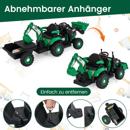 Electric Ride-On Tractor with Trailer & Remote – 12V