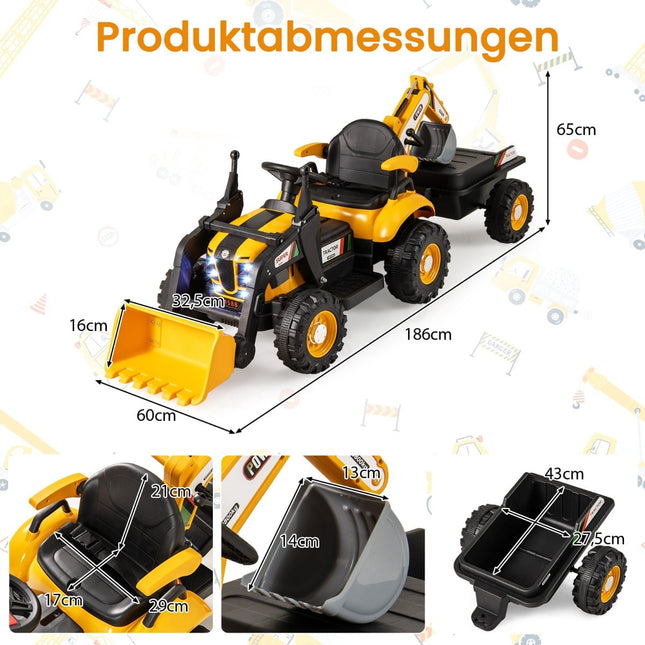 Electric Ride-On Tractor with Trailer & Remote Control, 12V