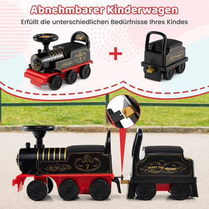 Electric Ride-On Train with Detachable Wagon, 6V, Black