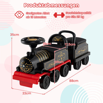 Electric Ride-On Train with Detachable Wagon, 6V, Black