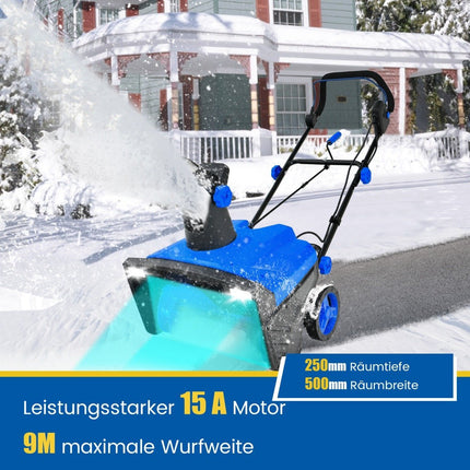 Electric Snow Blower with LED Lights Clearing Machine 118 x 51 x 96 cm Blue + Black