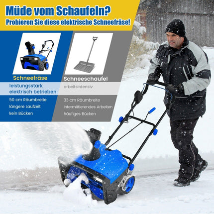 Electric Snow Blower with LED Lights Clearing Machine 118 x 51 x 96 cm Blue + Black