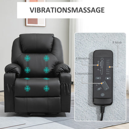 Electric reclining massage chair with stand-up assist