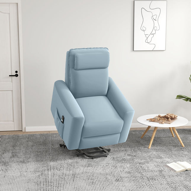 Electric recliner with standing aid, velvet, padded