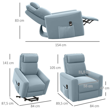 Electric recliner with standing aid, velvet, padded