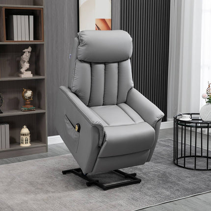Electric recliner with standing aid, microfibre grey