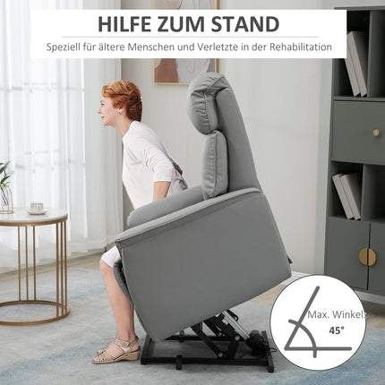 Electric recliner with standing aid, microfibre grey
