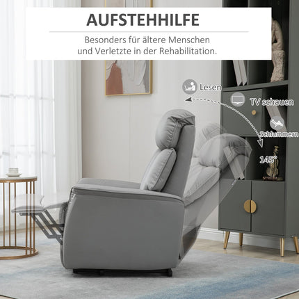 Electric recliner with standing aid, microfibre grey