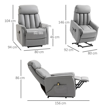 Electric recliner with standing aid, microfibre grey