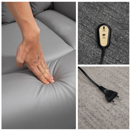 Electric recliner with standing aid, microfibre grey