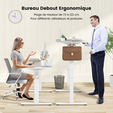 Electric Standing Desk 140 x 60 cm, Height Adjustable, White
