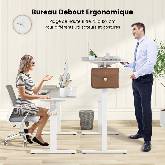 Electric Standing Desk 140 x 60 cm, Height Adjustable, White
