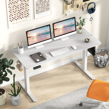 Electric Standing Desk 140 x 60 cm, Height Adjustable, White