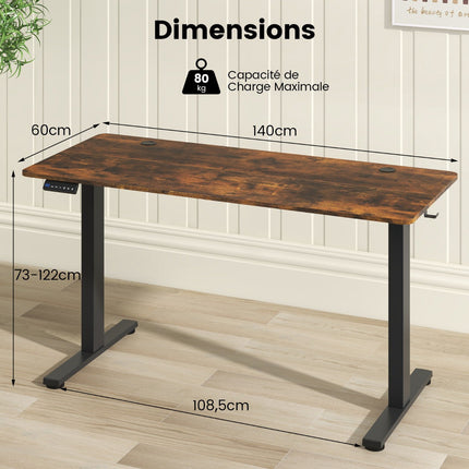Electric Standing Desk 140 x 60 cm, Memory Presets