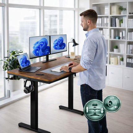 Electric Standing Desk – Wood-Effect Top, Memory