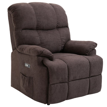 Reclining electric TV chair with USB, footrest, dark grey