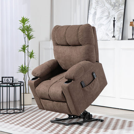 Electric recliner with heating, massage and lifting assistance