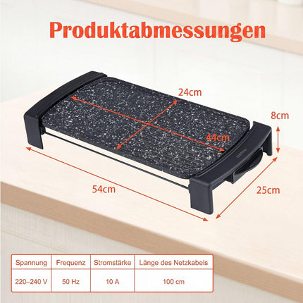 Electric Tabletop Grill, 2150W, Dual Zone, Non-Stick, 44x24 cm