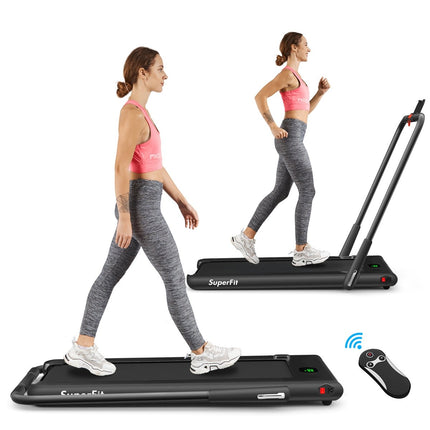 Electric Treadmill 1-12km/h LED Display Foldable Exercise Bike Fitness Equipment 120kg Black