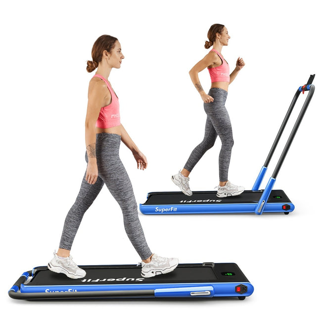 Elektrische loopband 1-12 km/u LED-display Opvouwbare hometrainer Fitnessapparaat 120 kg Marineblauw