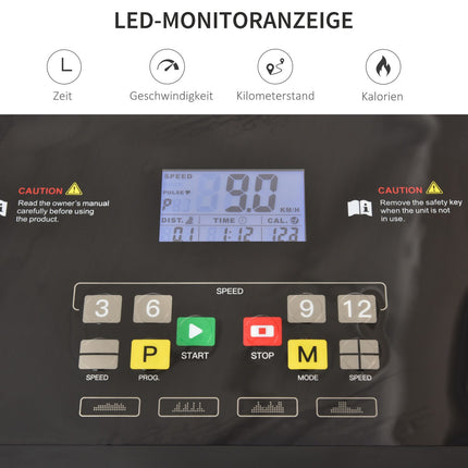 Folding electric treadmill, LED screen, 12 programs