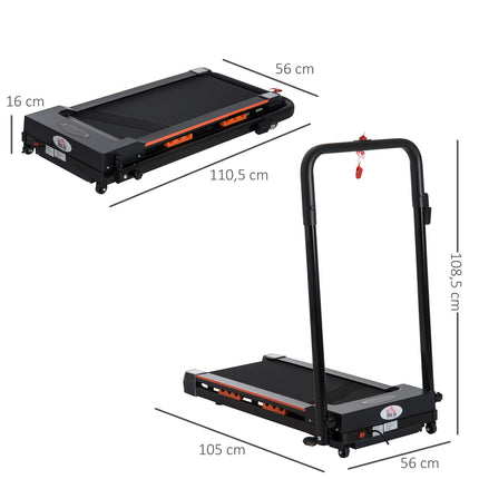 Folding Electric Treadmill - LCD Screen, Steel, Black