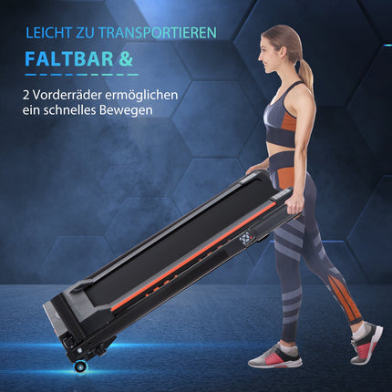 Folding Electric Treadmill - LCD Screen, Steel, Black